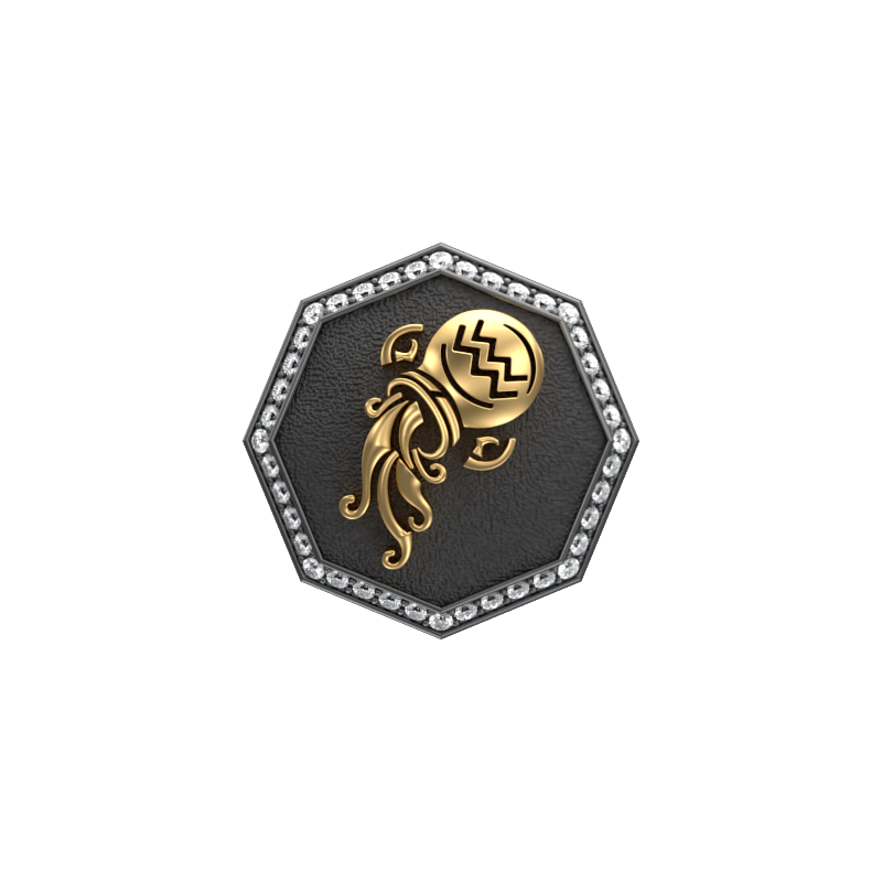 Aquarius Zodiac Luxe, Constellation Cufflink Set with CZ Diamonds, 18kt Gold & Black Ruthenium Plating on Brass.
