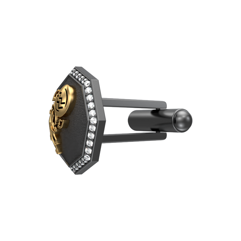 Aquarius Zodiac Luxe, Constellation Cufflink Set with CZ Diamonds, 18kt Gold & Black Ruthenium Plating on Brass.
