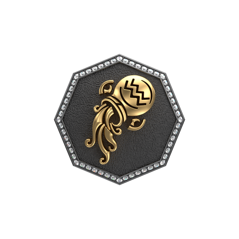 Aquarius Zodiac Luxe, Constellation Cufflink Set with CZ Diamonds, 18kt Gold & Black Ruthenium Plating on Brass.