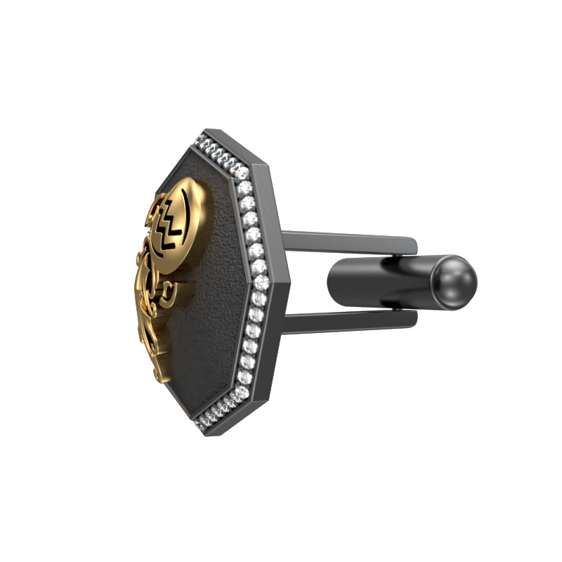 Aquarius Zodiac Luxe, Constellation Cufflink Set with CZ Diamonds, 18kt Gold & Black Ruthenium Plating on Brass.