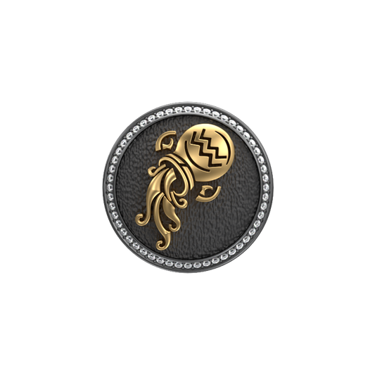 Aquarius Zodiac Luxe, Constellation Cufflink Set with CZ Diamonds, 18kt Gold & Black Ruthenium Plating on Brass.