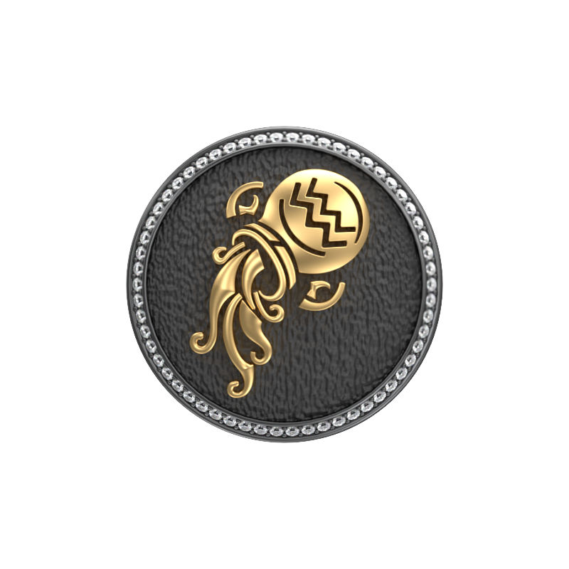 Aquarius Zodiac Luxe, Constellation Cufflink Set with CZ Diamonds, 18kt Gold & Black Ruthenium Plating on Brass.