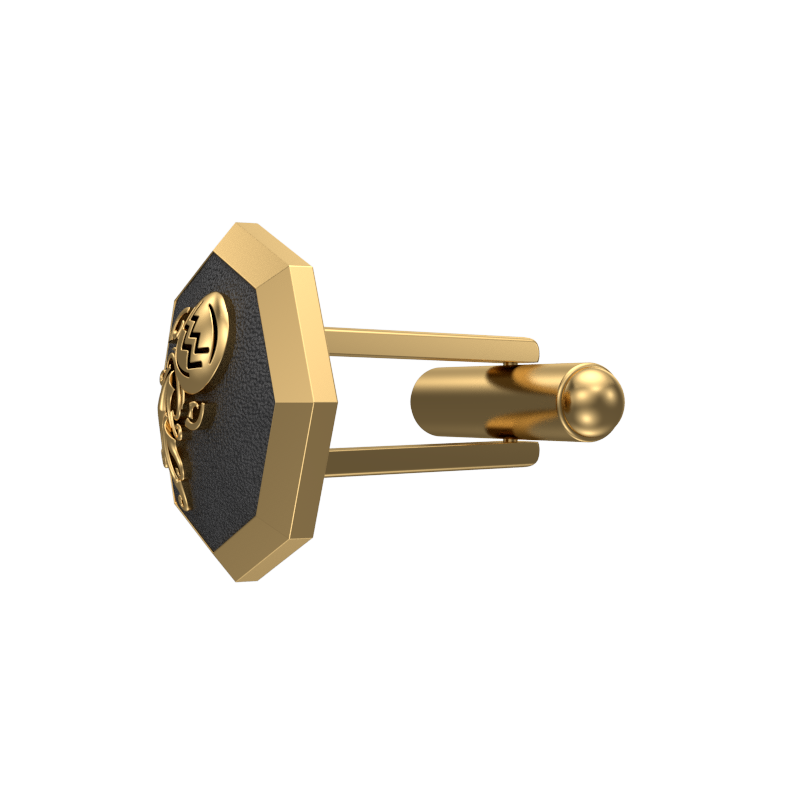 Aquarius Zodiac , Constellation Cufflink Set with 18kt Gold & Black Ruthenium Plating on Brass.