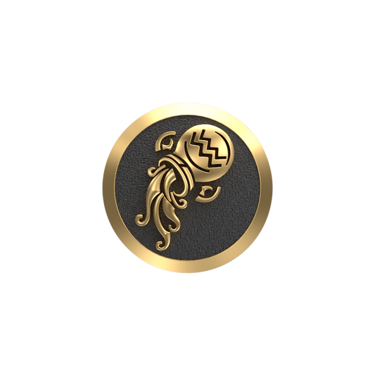 Aquarius Zodiac , Constellation Cufflink Set with 18kt Gold & Black Ruthenium Plating  on Brass.