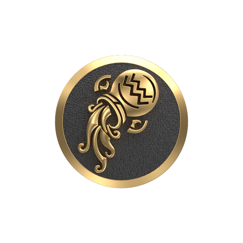 Aquarius Zodiac , Constellation Cufflink Set with 18kt Gold & Black Ruthenium Plating on Brass.