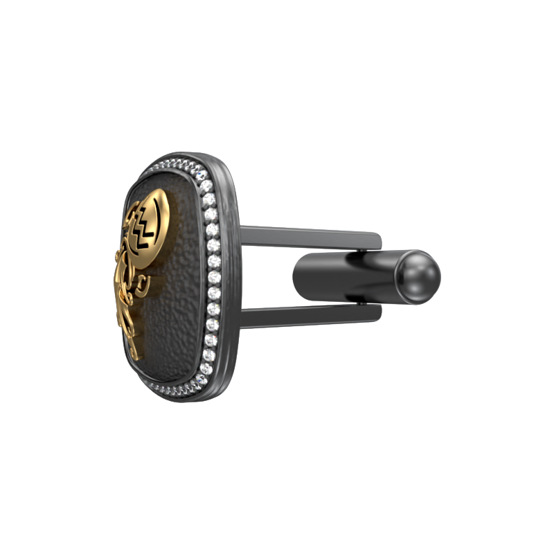 Aquarius Zodiac Luxe, Constellation Cufflink Set with CZ Diamonds, 18kt Gold & Black Ruthenium Plating on Brass.