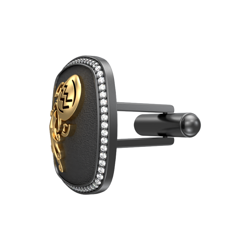 Aquarius Zodiac Luxe, Constellation Cufflink Set with CZ Diamonds, 18kt Gold & Black Ruthenium Plating on Brass.