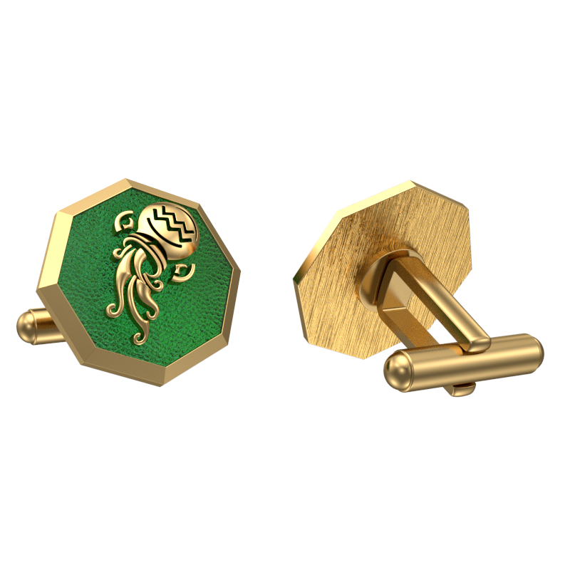 Aquarius Zodiac , Constellation Cufflink Set with 18kt Gold & Black Ruthenium Plating on Brass.