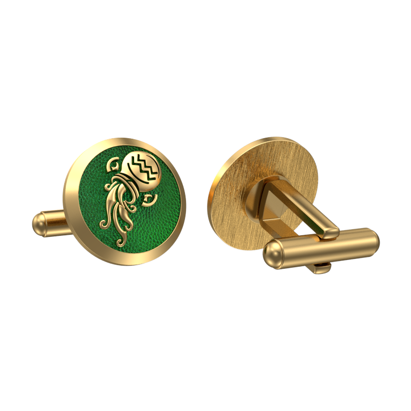 Aquarius Zodiac , Constellation Cufflink Set with 18kt Gold & Black Ruthenium Plating on Brass.