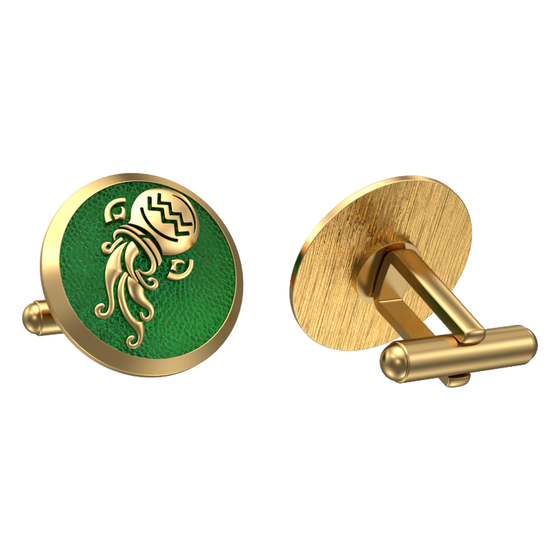 Aquarius Zodiac , Constellation Cufflink Set with 18kt Gold & Black Ruthenium Plating on Brass.