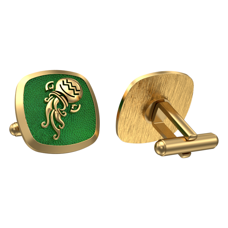 Aquarius Zodiac , Constellation Cufflink Set with 18kt Gold & Black Ruthenium Plating on Brass.