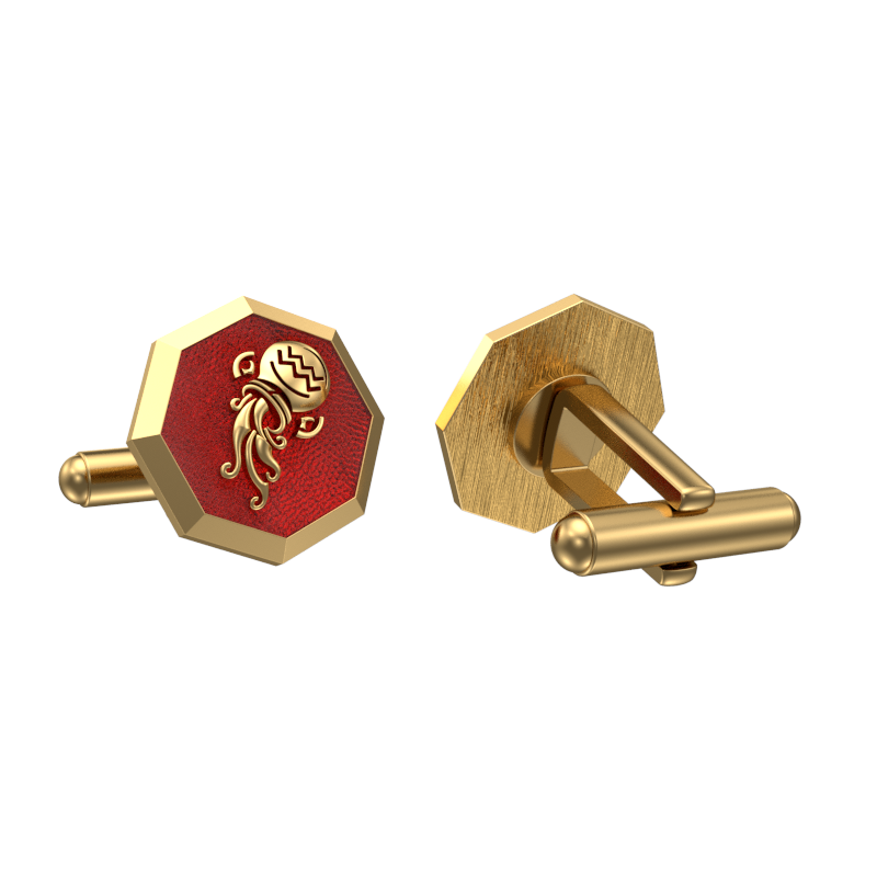 Aquarius Zodiac , Constellation Cufflink Set with 18kt Gold & Black Ruthenium Plating on Brass.