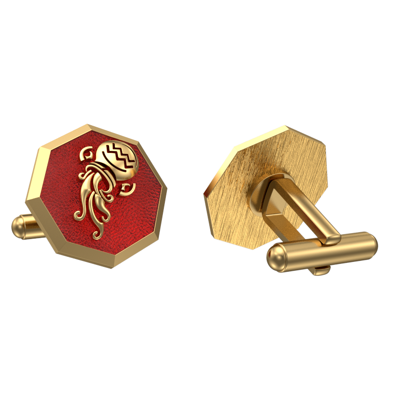 Aquarius Zodiac , Constellation Cufflink Set with 18kt Gold & Black Ruthenium Plating on Brass.