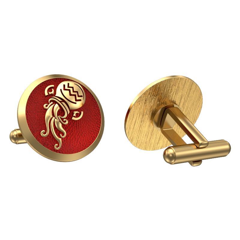 Aquarius Zodiac , Constellation Cufflink Set with 18kt Gold & Black Ruthenium Plating on Brass.