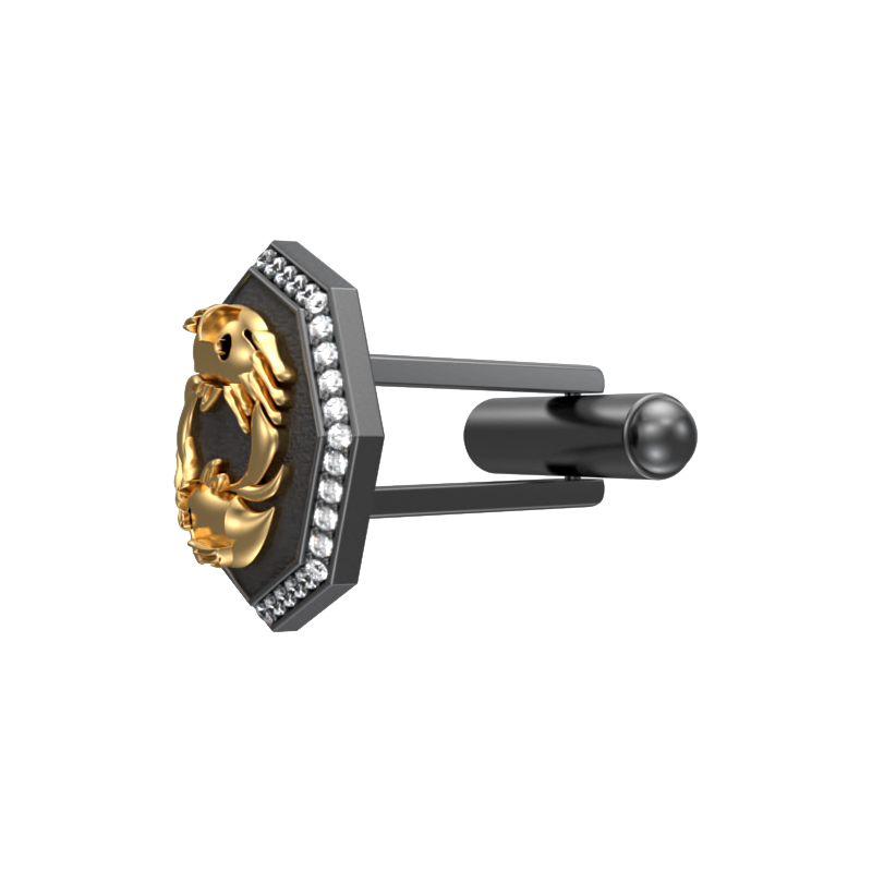 Pisces Zodiac Luxe, Constellation Cufflink Set with CZ Diamonds, 18kt Gold & Black Ruthenium Plating on Brass.