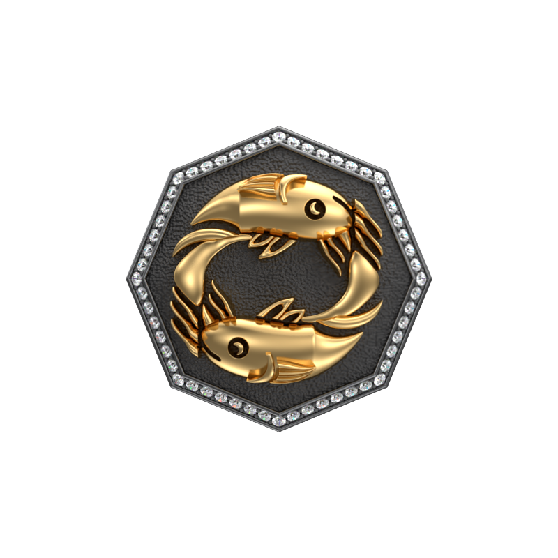 Pisces Zodiac Luxe, Constellation Cufflink Set with CZ Diamonds, 18kt Gold & Black Ruthenium Plating on Brass.