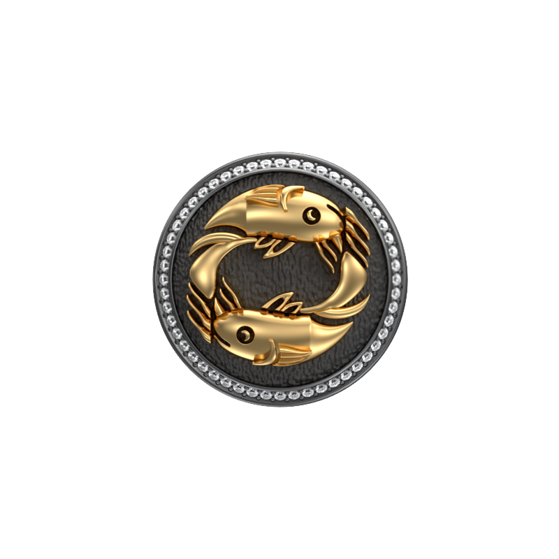 Pisces Zodiac Luxe, Constellation Cufflink Set with CZ Diamonds, 18kt Gold & Black Ruthenium Plating on Brass.