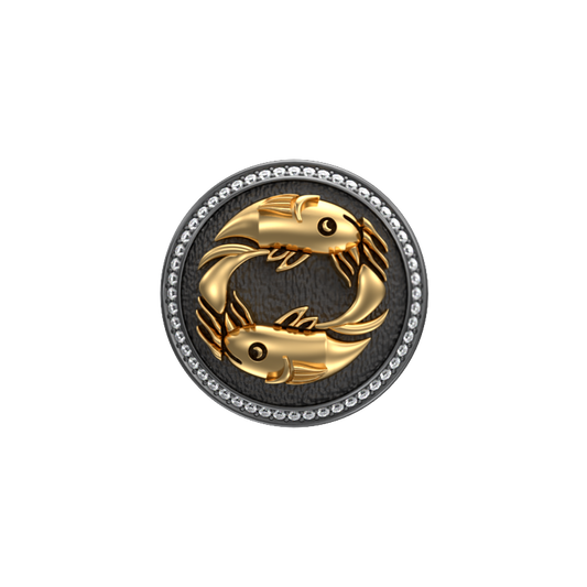 Pisces Zodiac Luxe, Constellation Cufflink Set with CZ Diamonds, 18kt Gold & Black Ruthenium Plating on Brass.