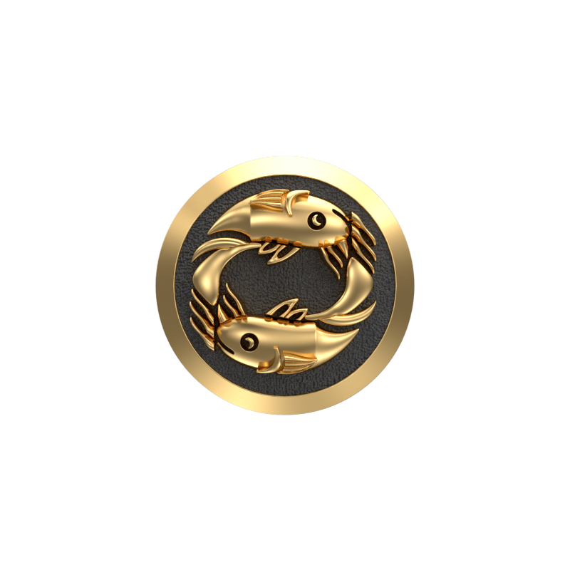 Pisces Zodiac , Constellation Cufflink Set with 18kt Gold & Black Ruthenium Plating on Brass.