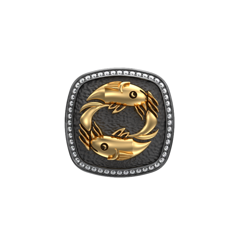 Pisces Zodiac Luxe, Constellation Cufflink Set with CZ Diamonds, 18kt Gold & Black Ruthenium Plating on Brass.