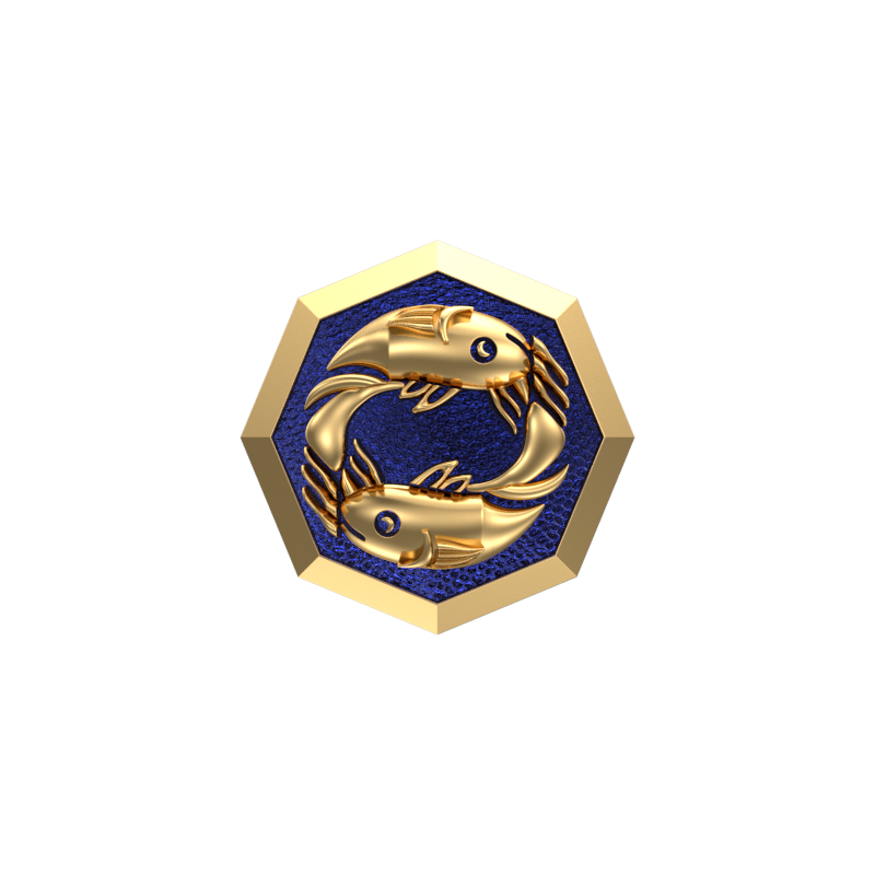 Pisces Zodiac , Constellation Cufflink Set with 18kt Gold & Black Ruthenium Plating on Brass.
