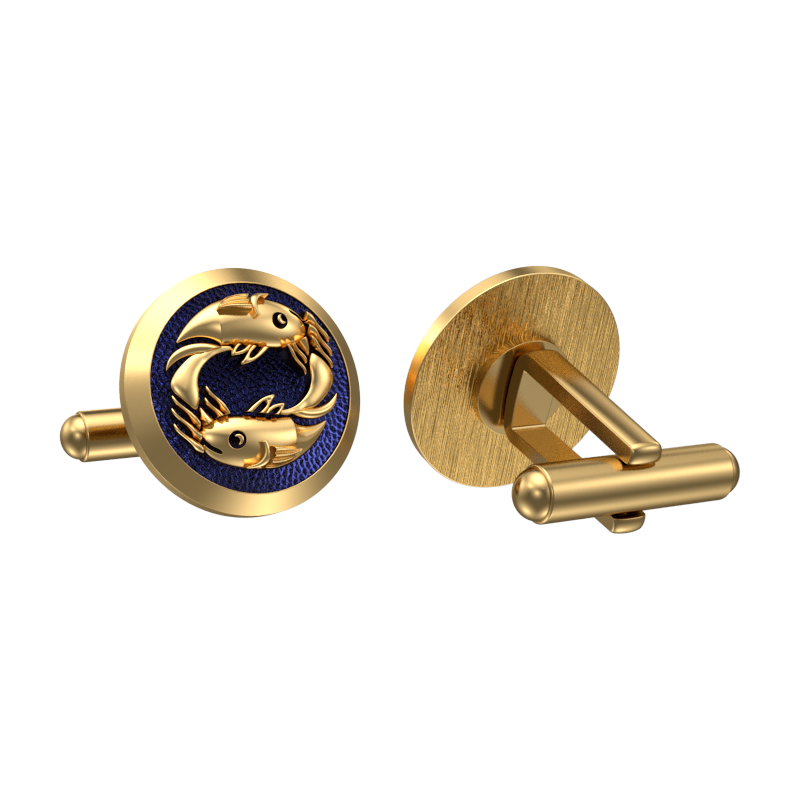 Pisces Zodiac , Constellation Cufflink Set with 18kt Gold & Black Ruthenium Plating on Brass.