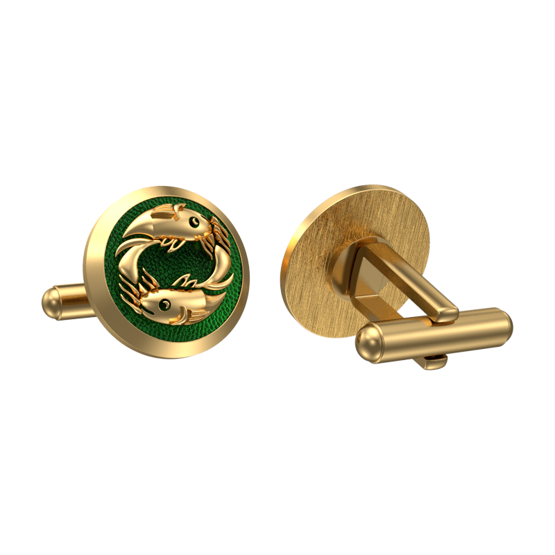 Pisces Zodiac , Constellation Cufflink Set with 18kt Gold & Black Ruthenium Plating on Brass.