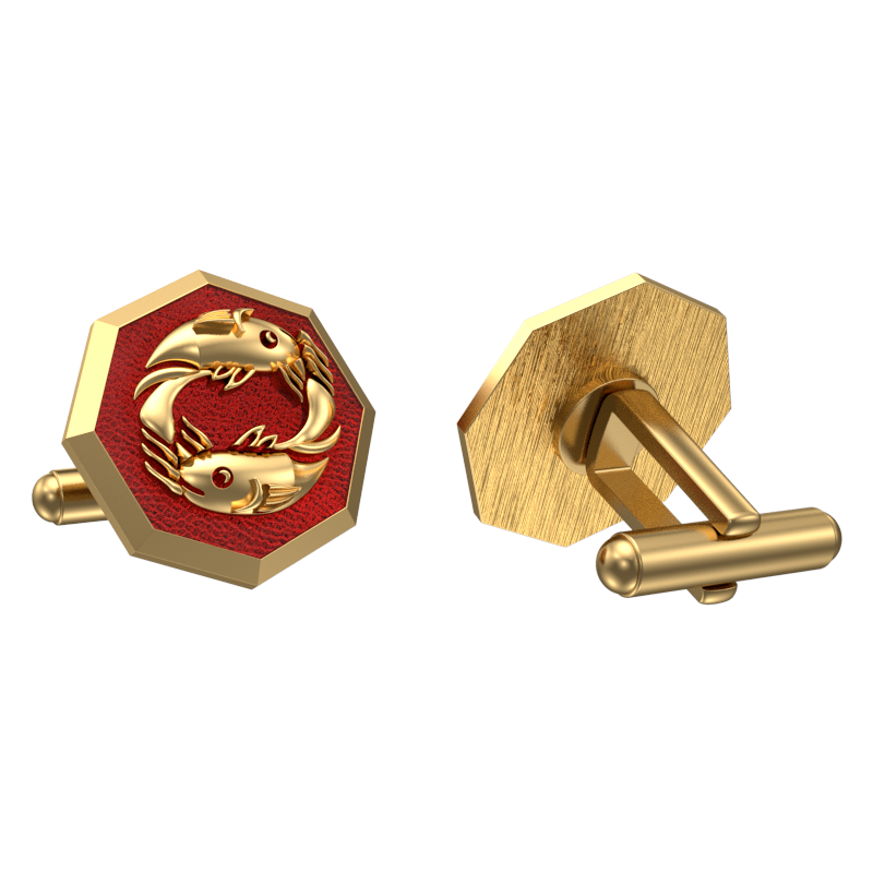 Pisces Zodiac , Constellation Cufflink Set with 18kt Gold & Black Ruthenium Plating on Brass.