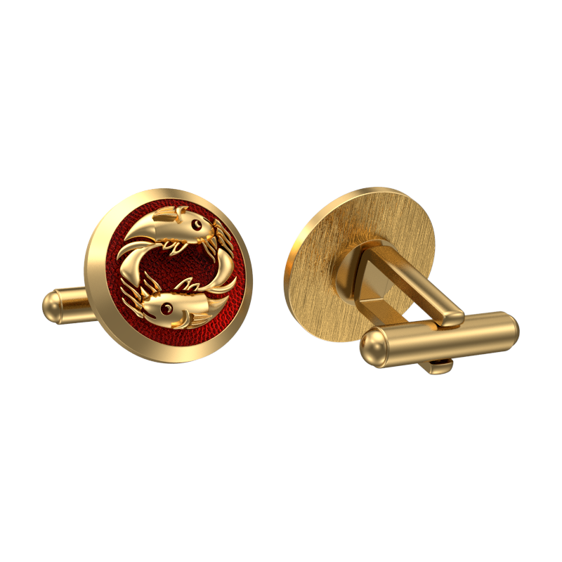 Pisces Zodiac , Constellation Cufflink Set with 18kt Gold & Black Ruthenium Plating on Brass.
