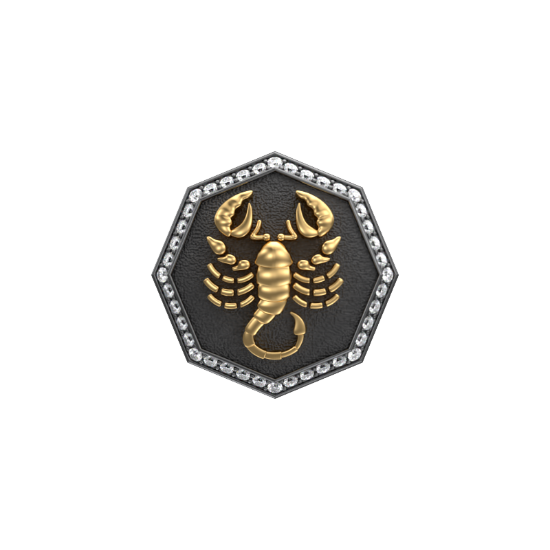 Scorpio Zodiac Luxe, Constellation Cufflink Set with CZ Diamonds, 18kt Gold & Black Ruthenium Plating on Brass.