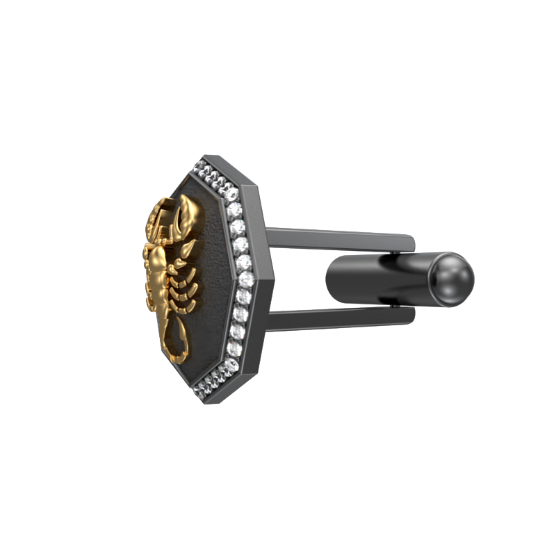 Scorpio Zodiac Luxe, Constellation Cufflink Set with CZ Diamonds, 18kt Gold & Black Ruthenium Plating on Brass.