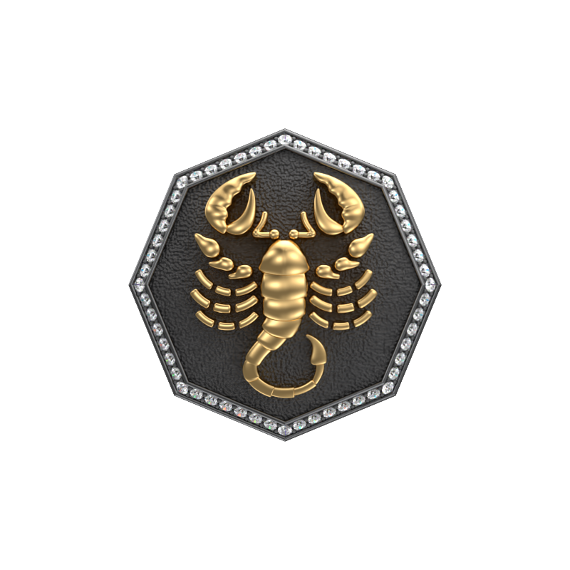 Scorpio Zodiac Luxe, Constellation Cufflink Set with CZ Diamonds, 18kt Gold & Black Ruthenium Plating on Brass.