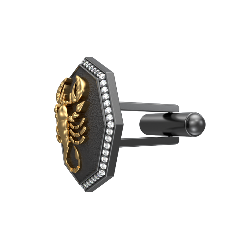 Scorpio Zodiac Luxe, Constellation Cufflink Set with CZ Diamonds, 18kt Gold & Black Ruthenium Plating on Brass.