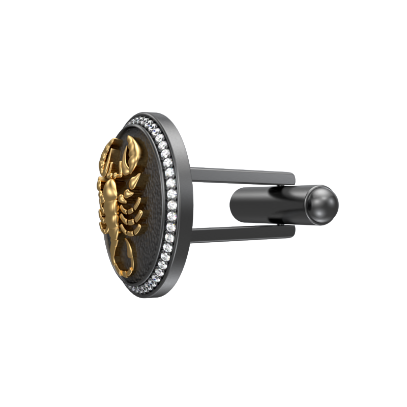 Scorpio Zodiac Luxe, Constellation Cufflink Set with CZ Diamonds, 18kt Gold & Black Ruthenium Plating on Brass.