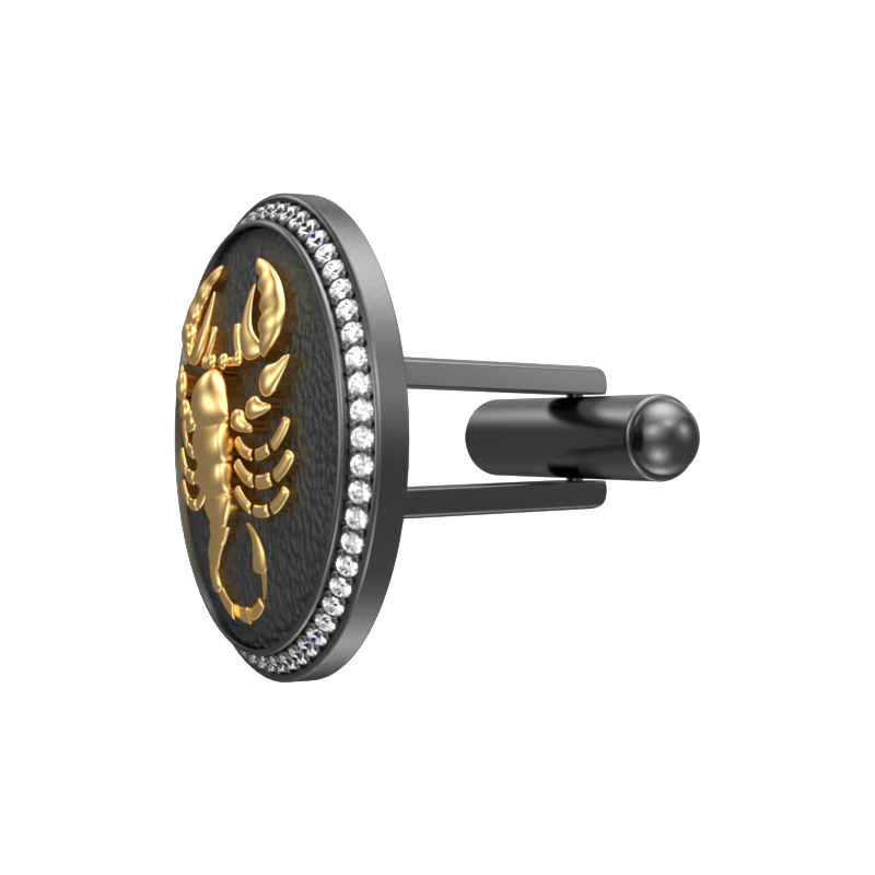 Scorpio Zodiac Luxe, Constellation Cufflink Set with CZ Diamonds, 18kt Gold & Black Ruthenium Plating on Brass.