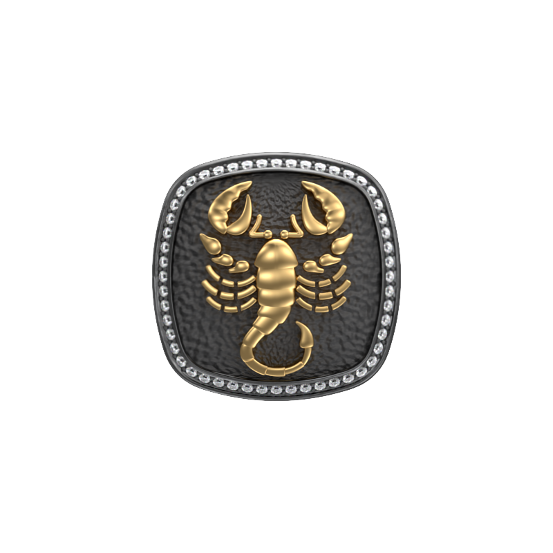 Scorpio Zodiac Luxe, Constellation Cufflink Set with CZ Diamonds, 18kt Gold & Black Ruthenium Plating on Brass.