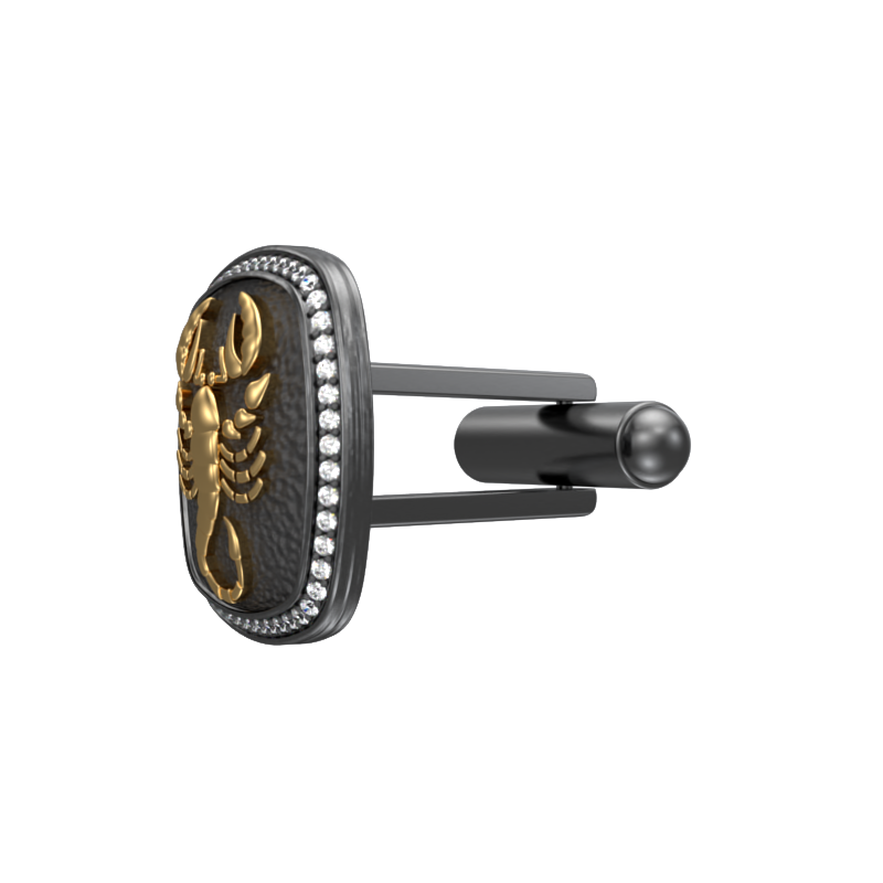Scorpio Zodiac Luxe, Constellation Cufflink Set with CZ Diamonds, 18kt Gold & Black Ruthenium Plating on Brass.