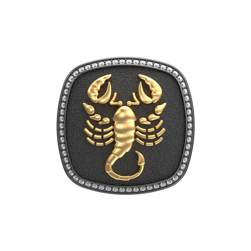 Scorpio Zodiac Luxe, Constellation Cufflink Set with CZ Diamonds, 18kt Gold & Black Ruthenium Plating on Brass.