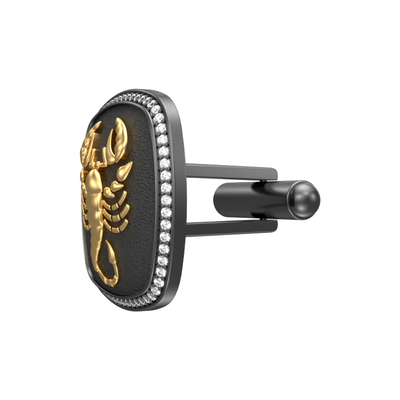 Scorpio Zodiac Luxe, Constellation Cufflink Set with CZ Diamonds, 18kt Gold & Black Ruthenium Plating on Brass.