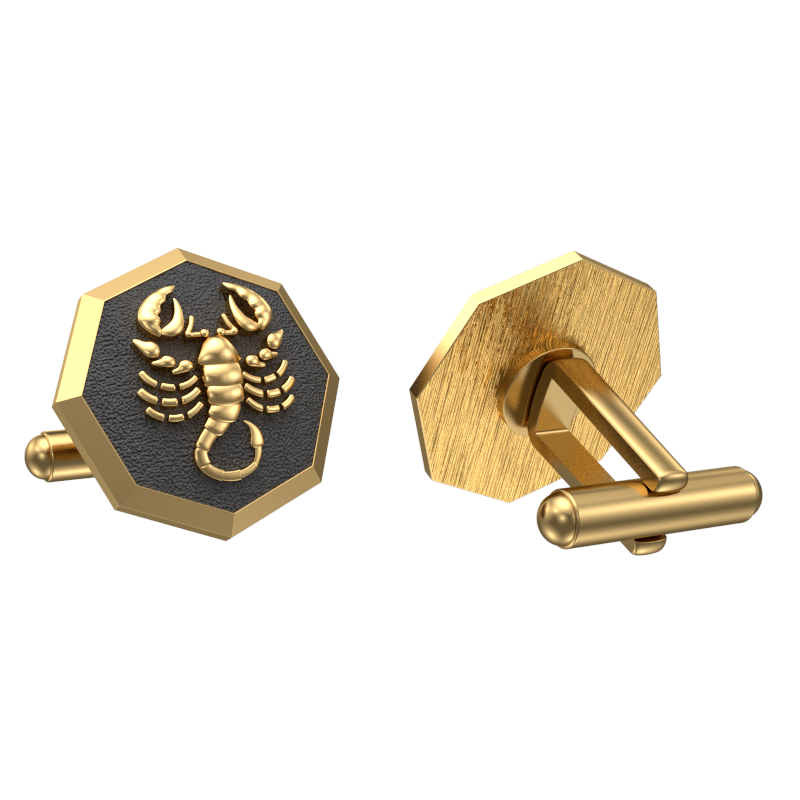 Scorpio Zodiac , Constellation Cufflink Set with 18kt Gold & Black Ruthenium Plating on Brass.