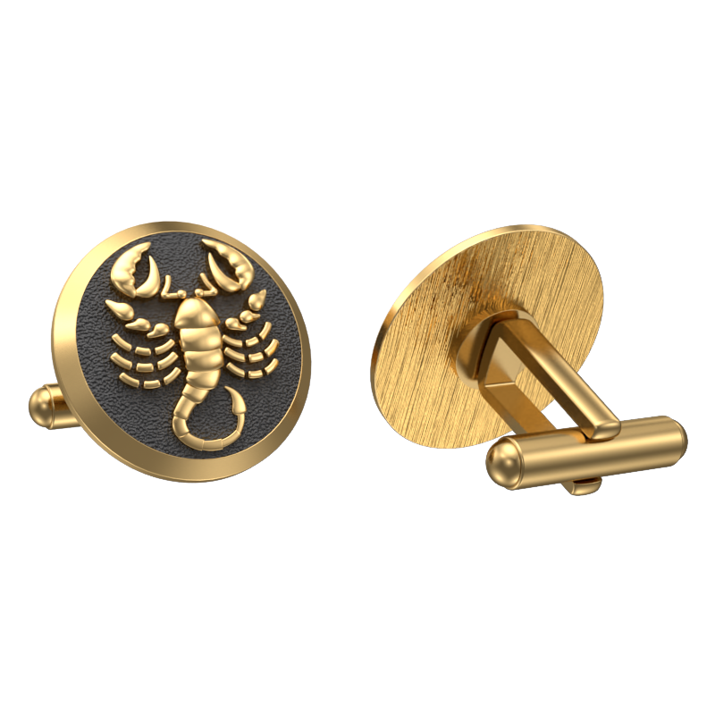 Scorpio Zodiac , Constellation Cufflink Set with 18kt Gold & Black Ruthenium Plating on Brass.
