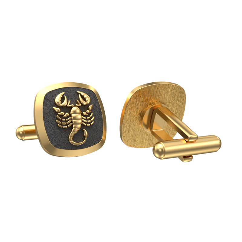 Scorpio Zodiac , Constellation Cufflink Set with 18kt Gold & Black Ruthenium Plating on Brass.