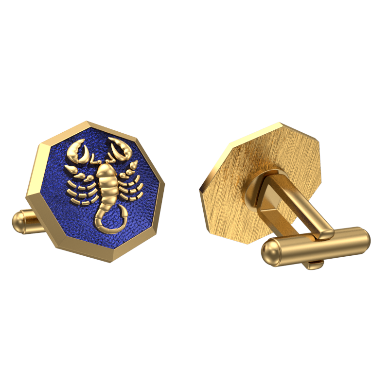 Scorpio Zodiac , Constellation Cufflink Set with 18kt Gold & Black Ruthenium Plating on Brass.