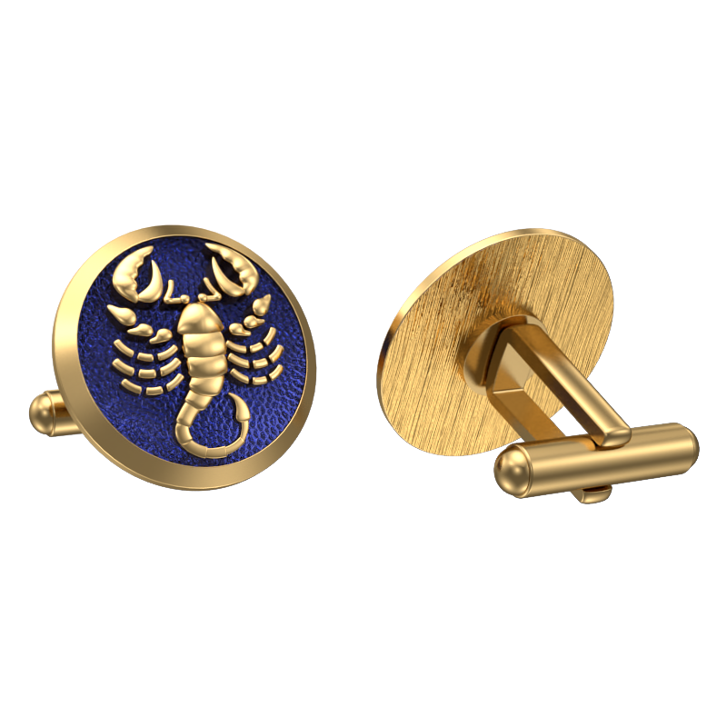 Scorpio Zodiac , Constellation Cufflink Set with 18kt Gold & Black Ruthenium Plating on Brass.