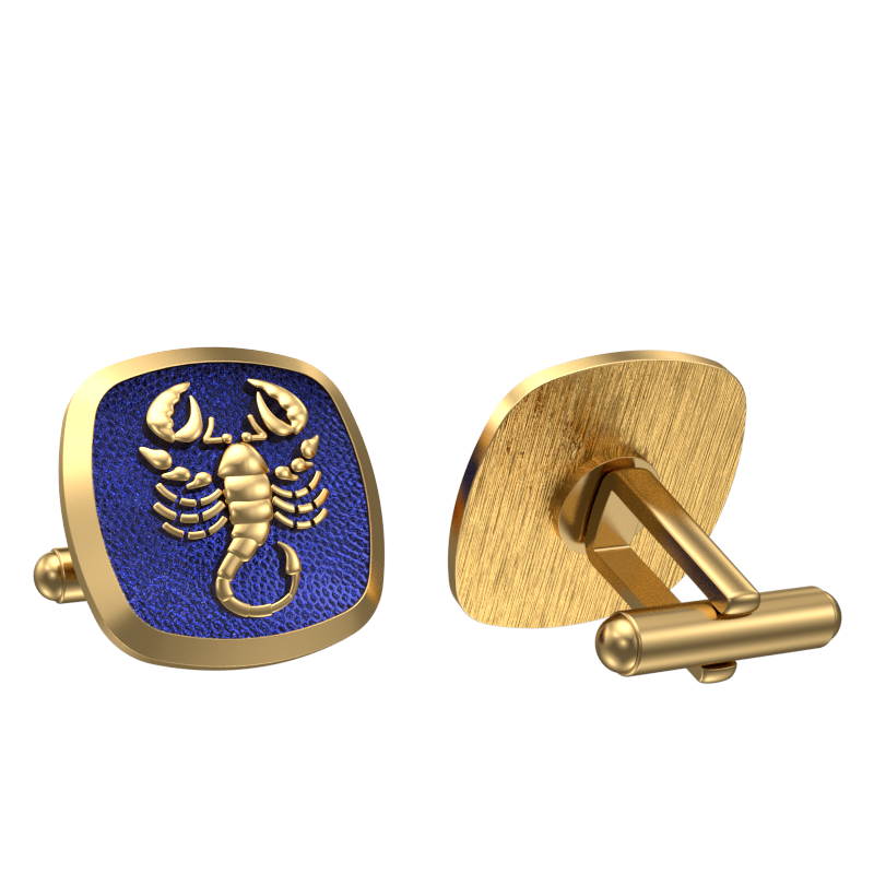 Scorpio Zodiac , Constellation Cufflink Set with 18kt Gold & Black Ruthenium Plating on Brass.