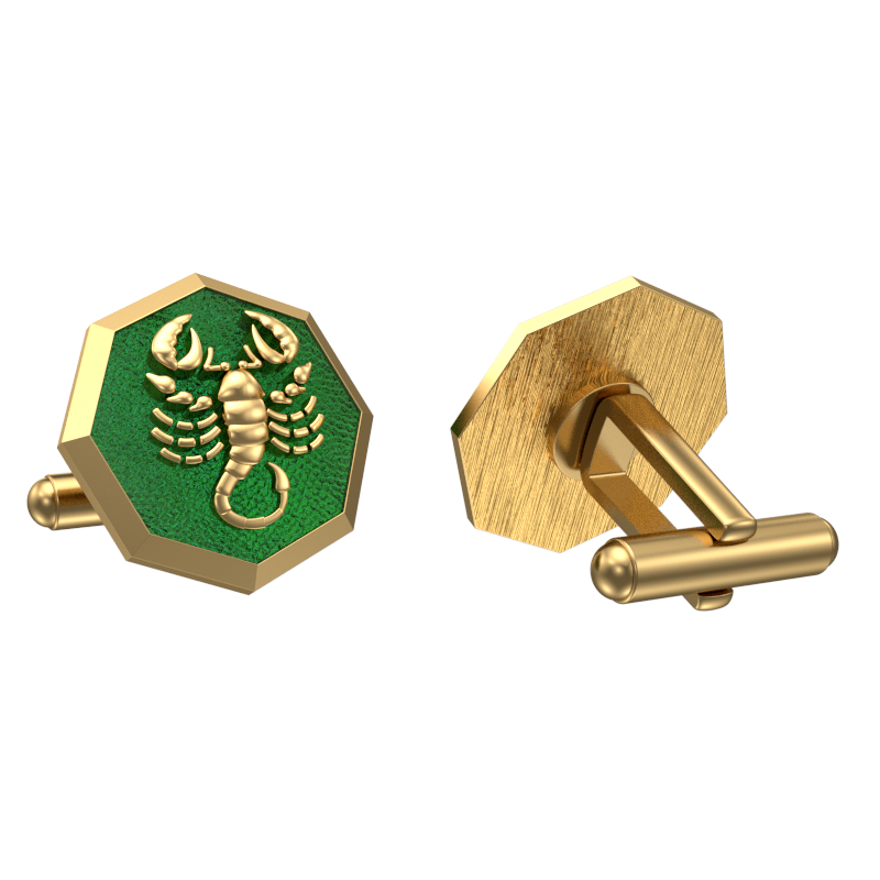 Scorpio Zodiac , Constellation Cufflink Set with 18kt Gold & Black Ruthenium Plating on Brass.