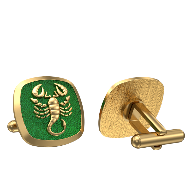 Scorpio Zodiac , Constellation Cufflink Set with 18kt Gold & Black Ruthenium Plating on Brass.