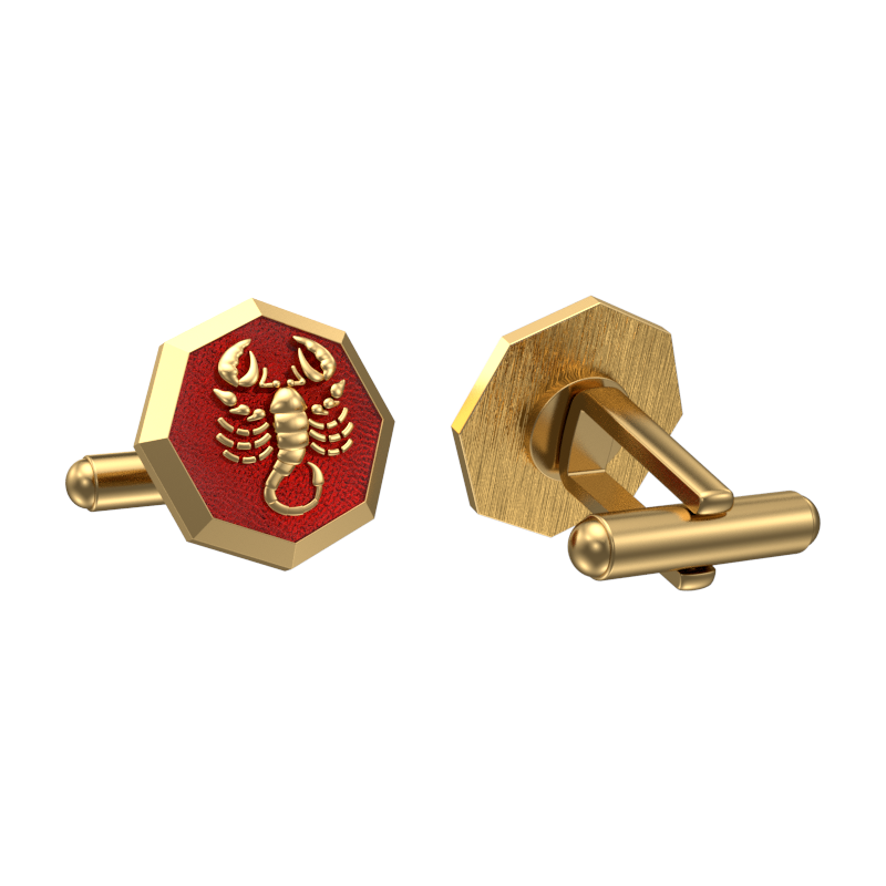Scorpio Zodiac , Constellation Cufflink Set with 18kt Gold & Black Ruthenium Plating on Brass.