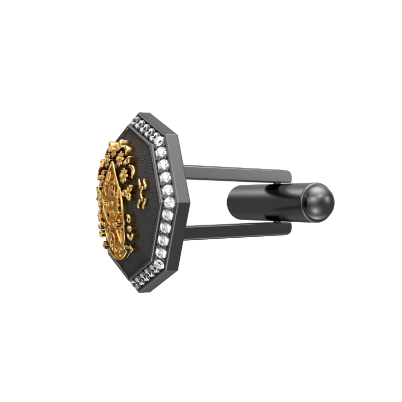 Virgo Zodiac Luxe, Constellation Cufflink Set with CZ Diamonds, 18kt Gold & Black Ruthenium Plating on Brass.