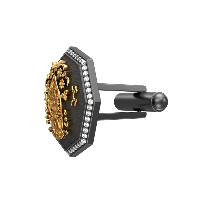 Virgo Zodiac Luxe, Constellation Cufflink Set with CZ Diamonds, 18kt Gold & Black Ruthenium Plating on Brass.